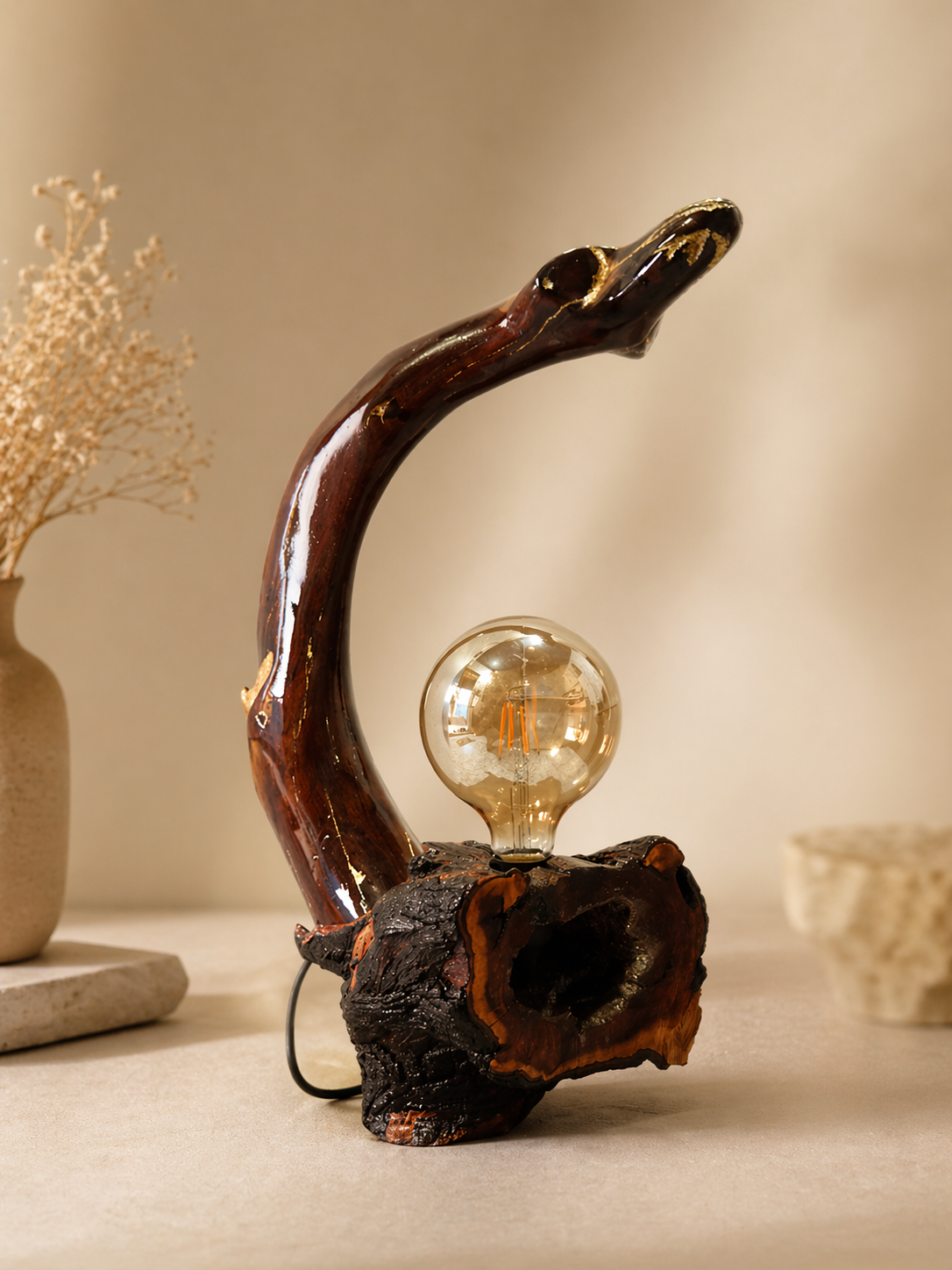 Kestrel Form Natural Wood Sculpture in live-edge natural wood by UDSS Atelier