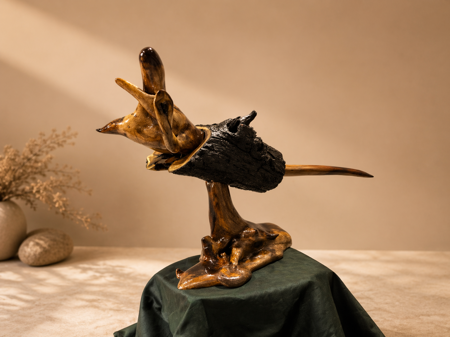 Ravine Crest Live Edge Wood Art in live-edge natural wood by UDSS Atelier view 1