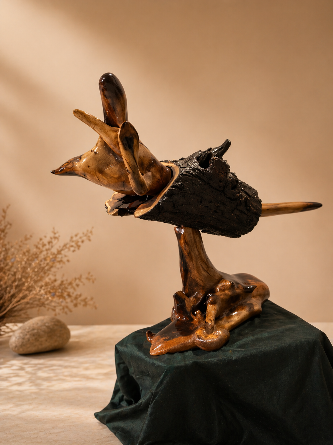 Ravine Crest Live Edge Wood Art in live-edge natural wood by UDSS Atelier